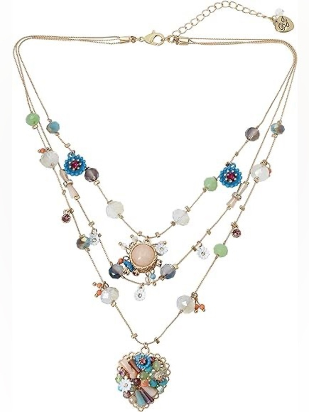 Betsey Johnson Multi-Strand Floral Bead Necklace in Pastel Colors NWT